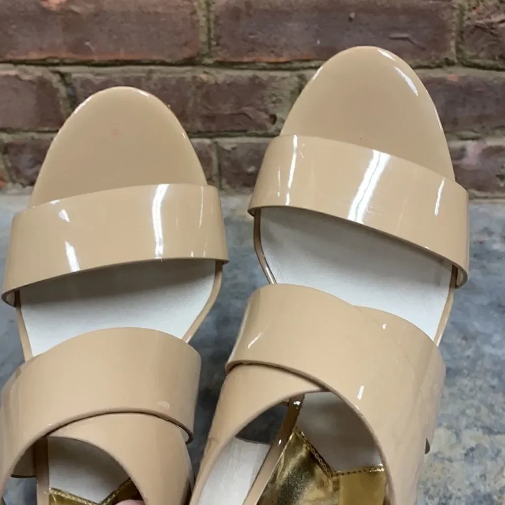 Michael Kors Nude Patent Joselle Open Toe Pump